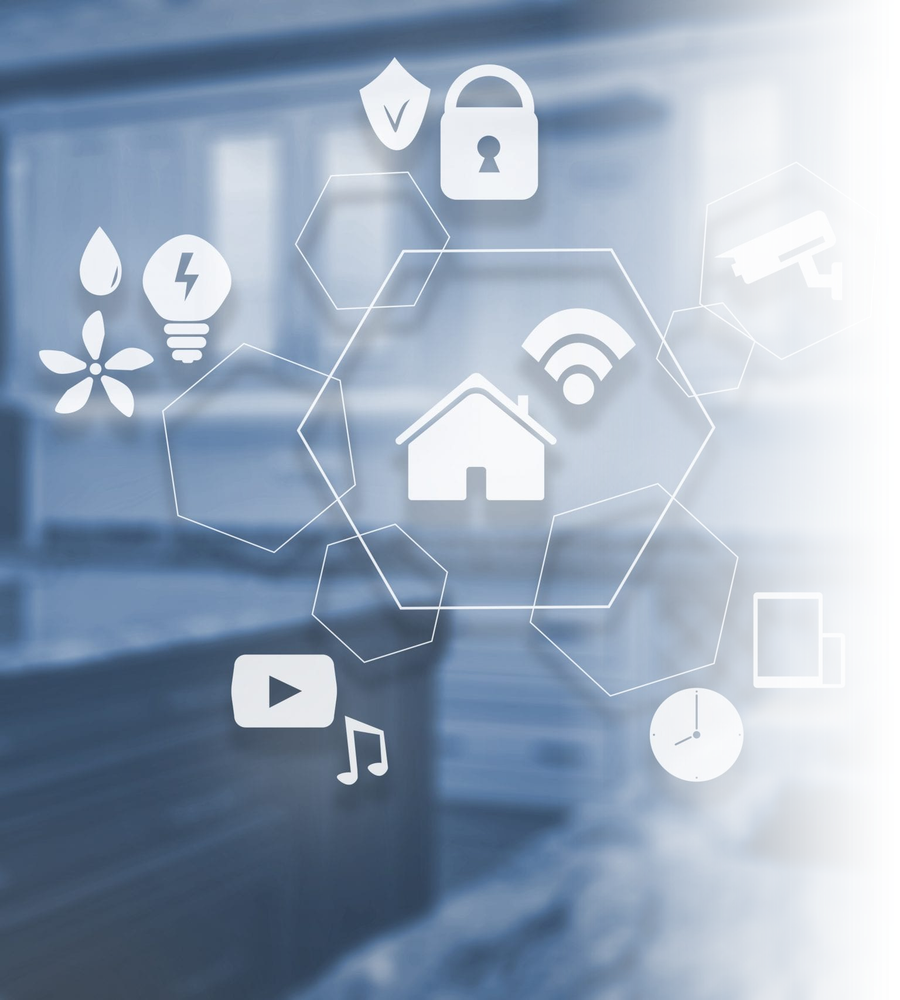 Íconos de domótica: seguridad, cámaras, luces, riego, control desde el celular